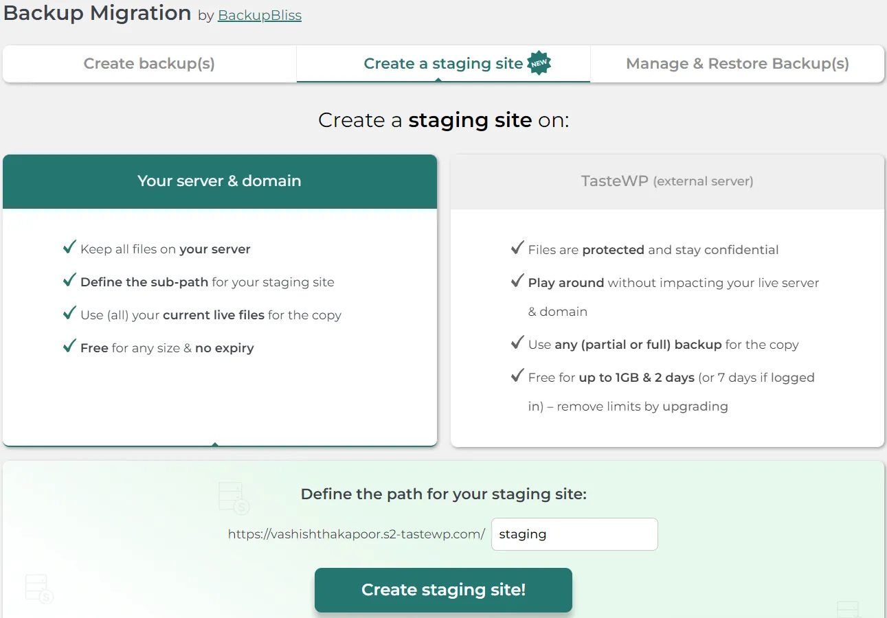 Add Staging site in the plugin