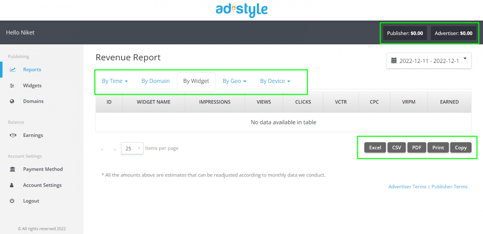 adstyle dashboard