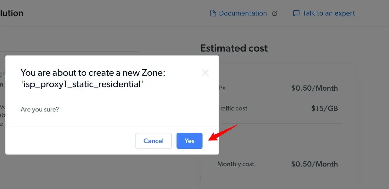 Confirm Proxy Zone