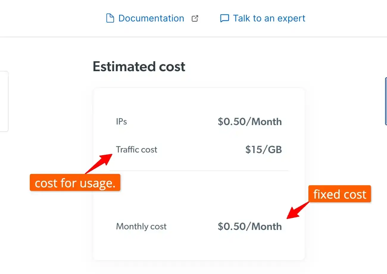Cost estimator Bright Data Proxy