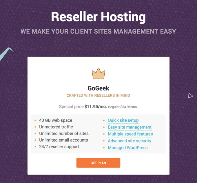 Siteground reseller hosting plan