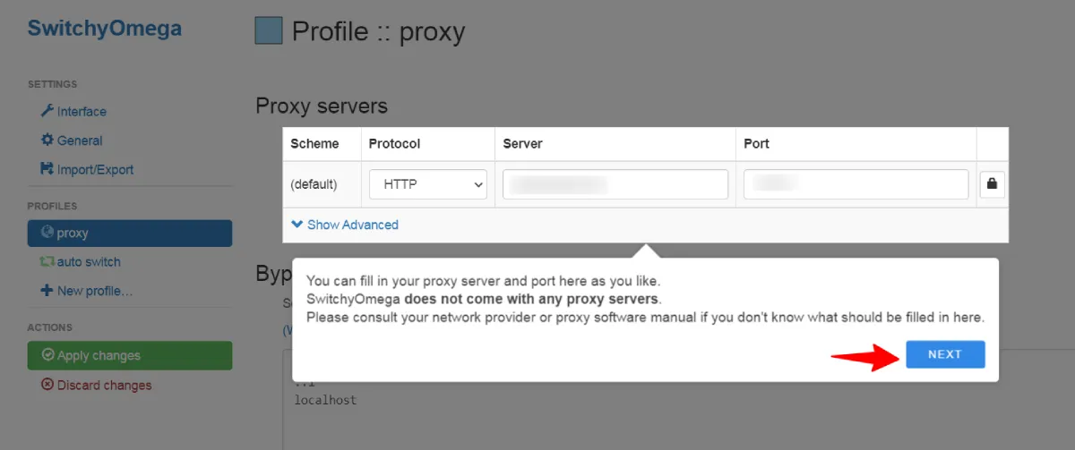 SwitchyOmega proxy settings