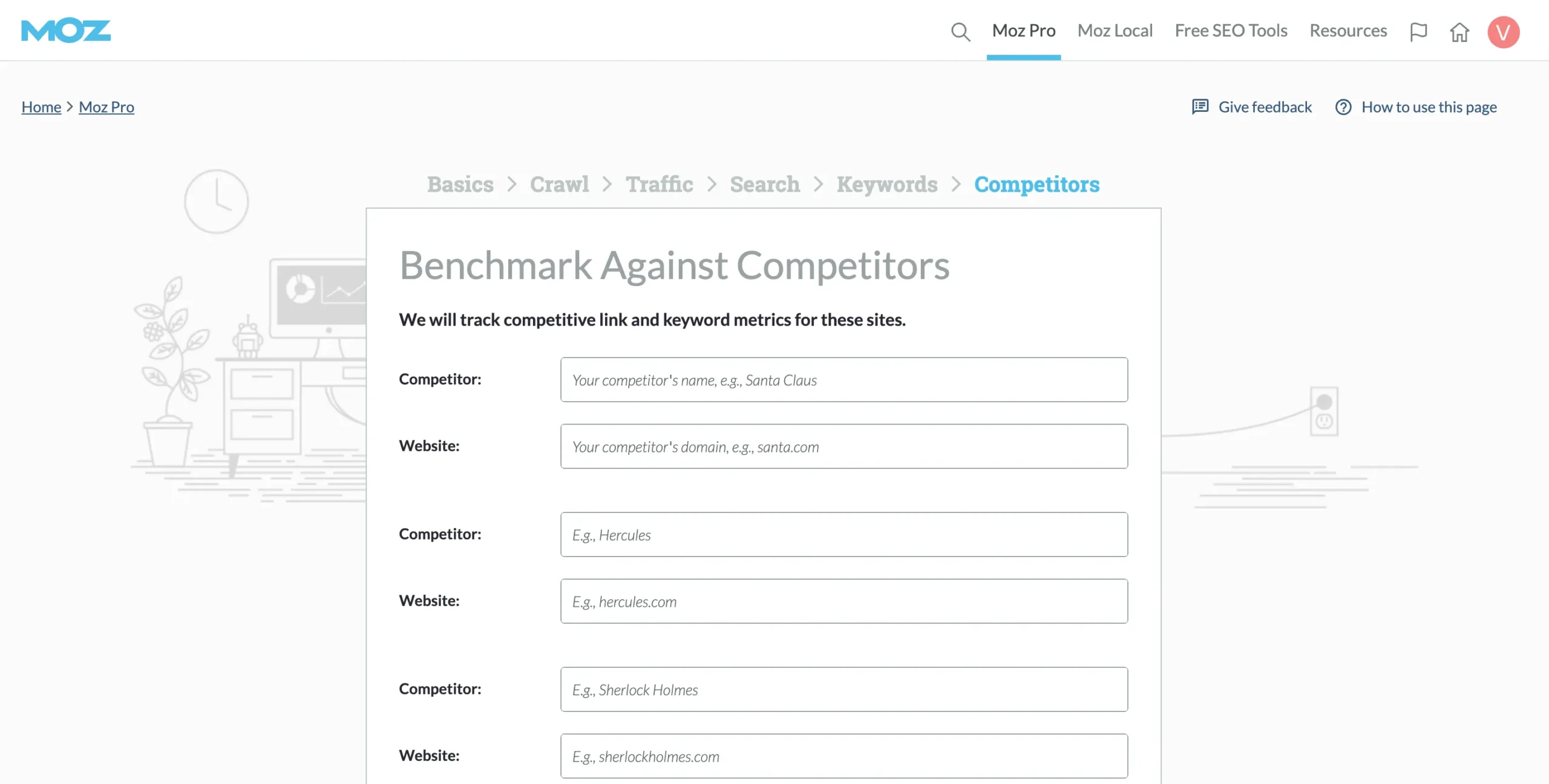 competitors in moz pro