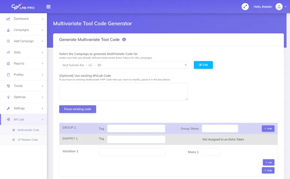 multivariate tool code generator by cpv one