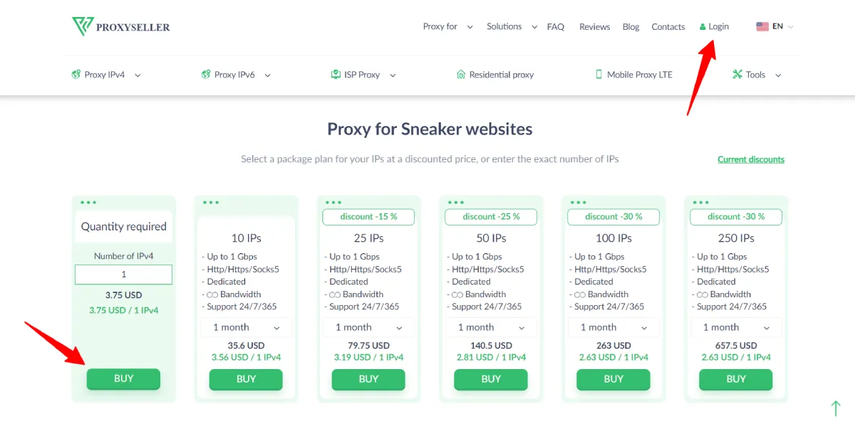 proxyseller footsite proxies price