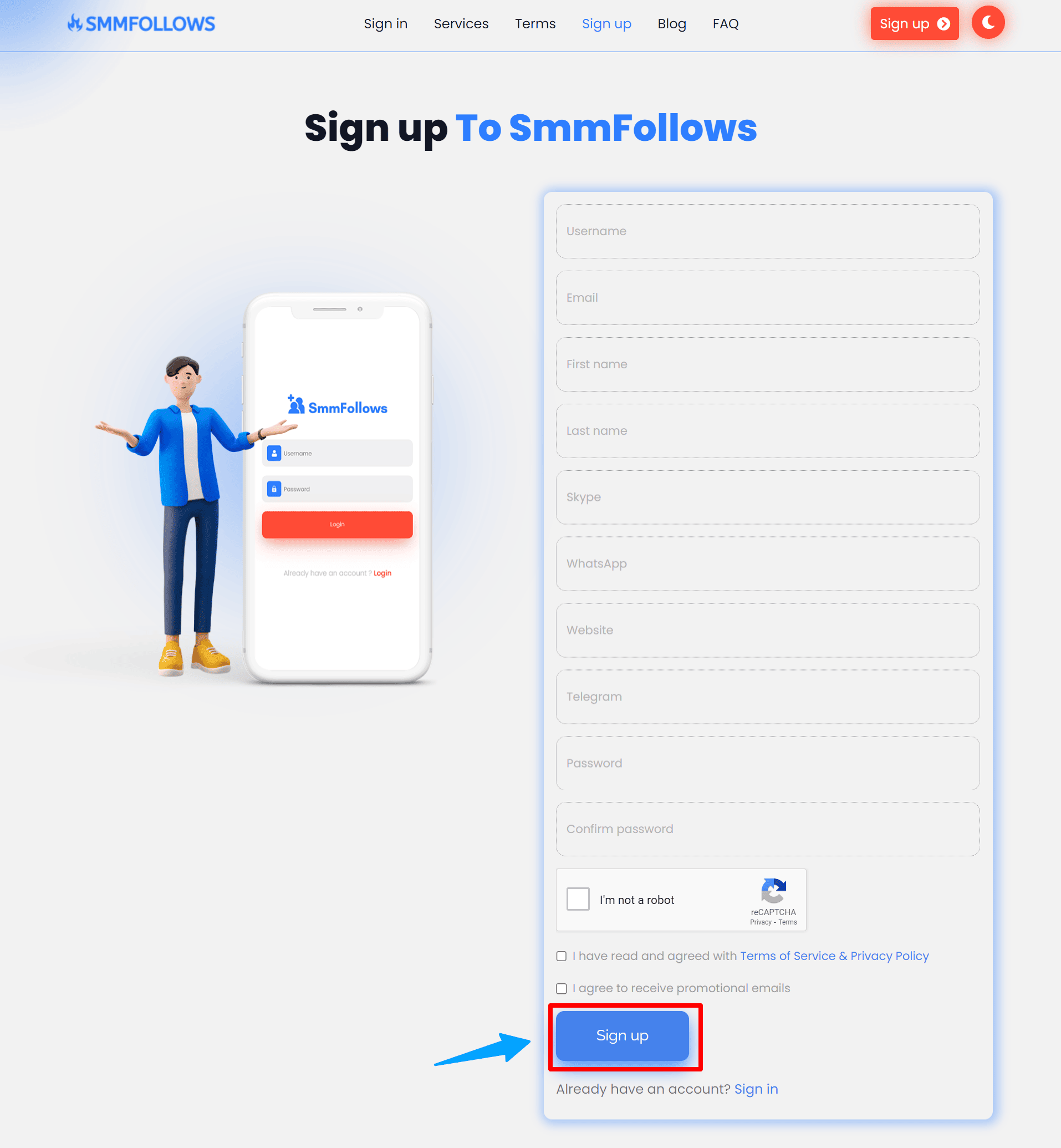 smmfollows signup step2